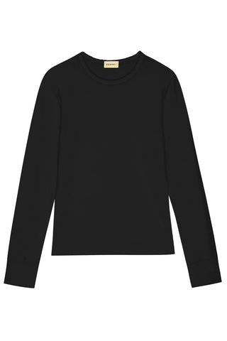 Baby Rib Scallop Long Sleeve in Jet