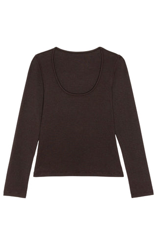 Baby Rib Scoop Neck in Espresso