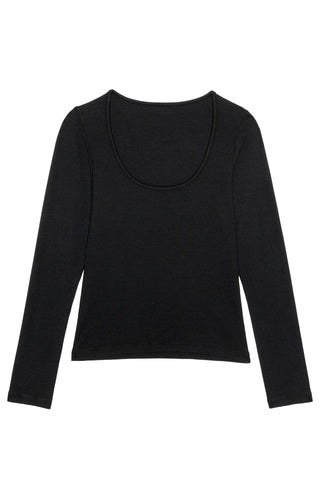 Baby Rib Scoop Neck in Jet