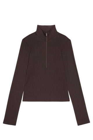 The Baby Rib Zip Up in Espresso