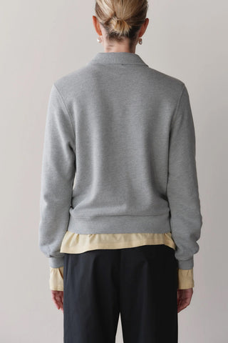 Eco-Terry Polo Sweatshirt in Heather Grey