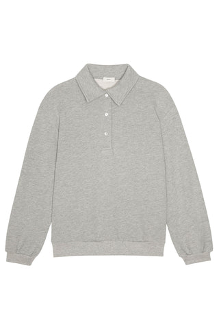 Eco-Terry Polo Sweatshirt in Heather Grey
