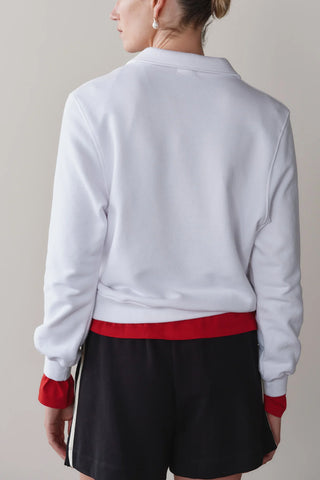 Eco-Terry Polo Sweatshirt in Powder