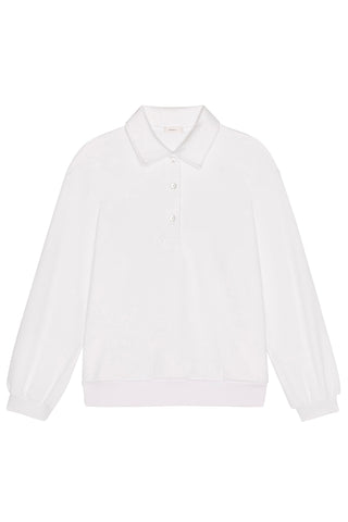 Eco-Terry Polo Sweatshirt in Powder