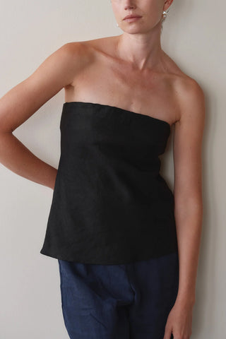 Linen Tube Top in Jet