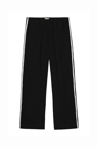 Linen Stripe Crop Racer Pant in Jet