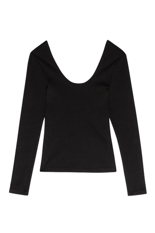Rib Scoop Long Sleeve in Jet