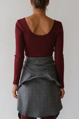 Rib Scoop Long Sleeve in Oxblood