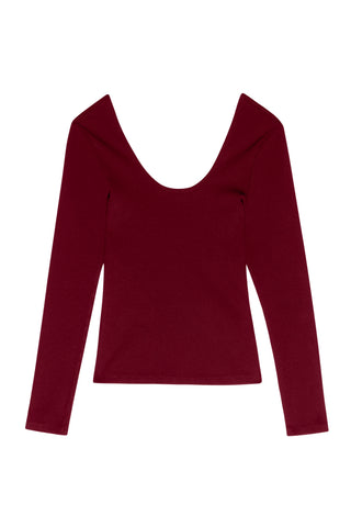 Rib Scoop Long Sleeve in Oxblood