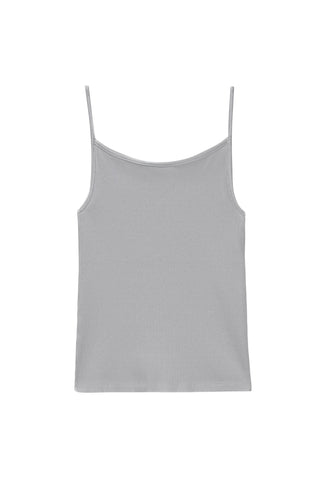 Rib Spaghetti Tank in Heather Grey