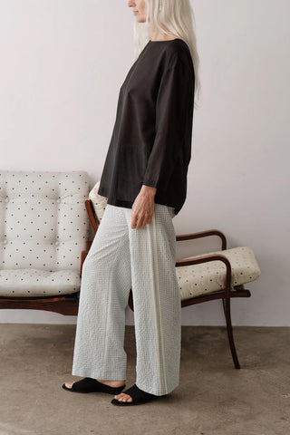 Silk Cotton Sheer Boatneck in Jet