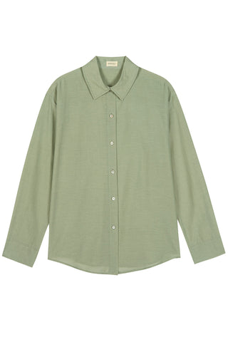 Silk Cotton Sheer Shirt in Dill