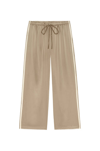 Silk Stripe Crop Pant in Shitake/Creme