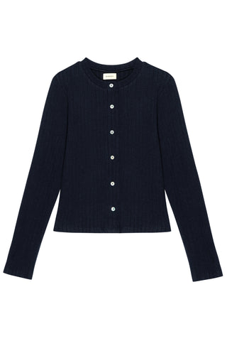 Sweater Rib Cardigan in Navy
