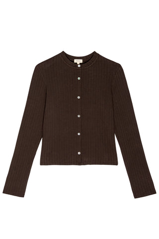 Sweater Rib Cardigan in Espresso