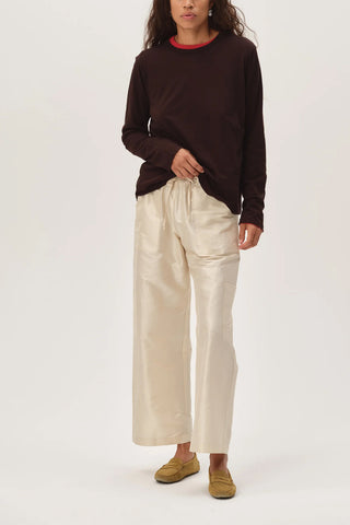 Taffeta Drawstring Cargo Pant in Creme