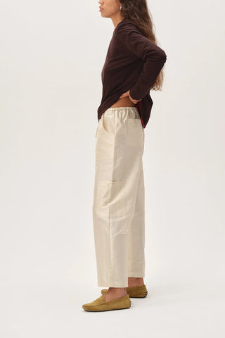 Taffeta Drawstring Cargo Pant in Creme