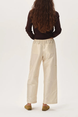 Taffeta Drawstring Cargo Pant in Creme