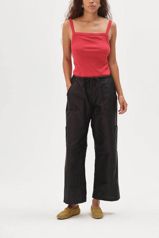 Taffeta Drawstring Cargo Pant in Jet