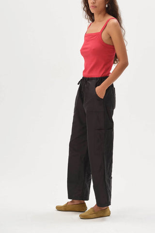 Taffeta Drawstring Cargo Pant in Jet