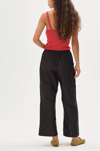 Taffeta Drawstring Cargo Pant in Jet