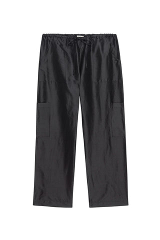 Taffeta Drawstring Cargo Pant in Jet