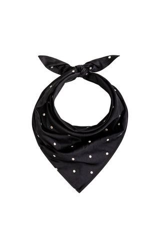 Taffeta Headscarf in Jet/Creme Polkadot