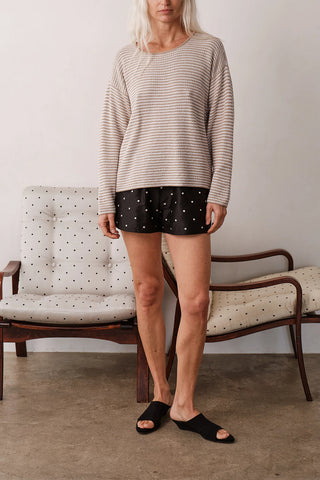 Taffeta Tap Short in Jet/Creme Polkadot