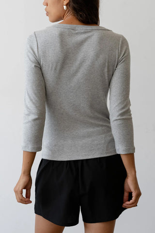The Baby Rib Boat Neck in Heather Grey