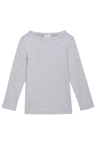 The Baby Rib Boat Neck in Heather Grey