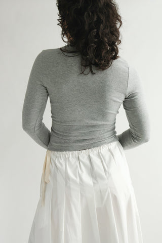 Baby Rib Criss Cross Long Sleeve in Heather Grey