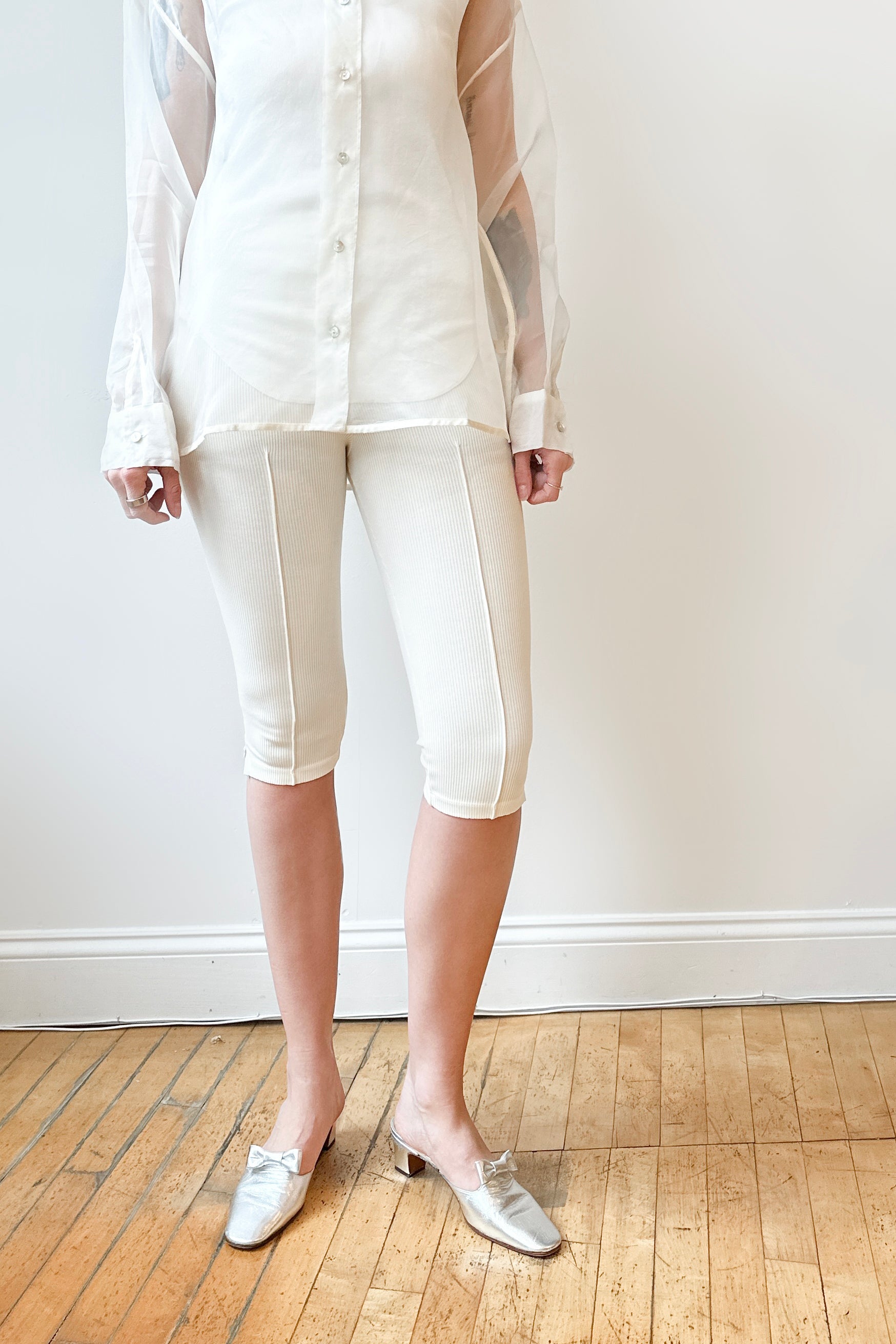 pedal pusher DONNI | The Rib Pedal Pusher in Creme