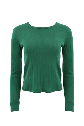 Pointelle Long Sleeve in Broccolini