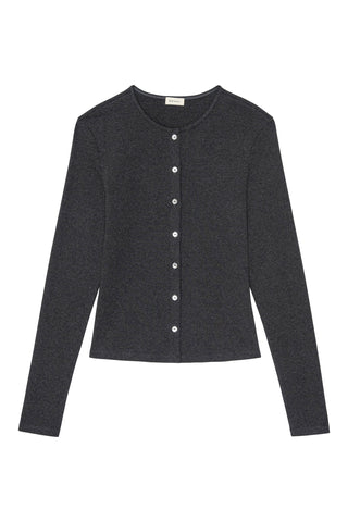 Rib Cardi in Charcoal Grey