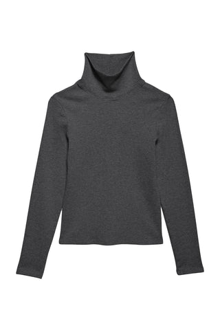 Rib Turtleneck in Charcoal Grey