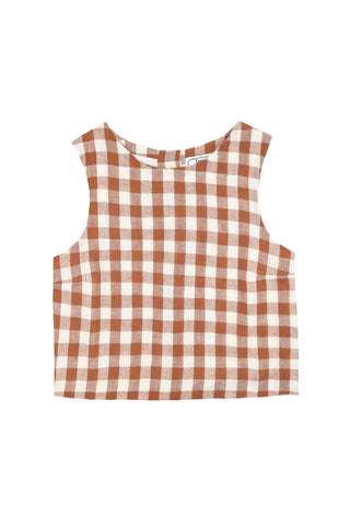 Studio Boxy Top in Rust Gingham