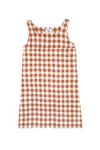 Studio Shift Dress in Rust Gingham