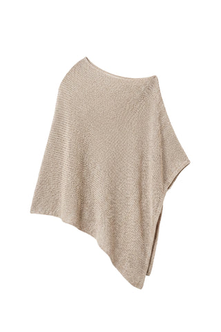 Linen Open Knit Poncho in Oatmeal