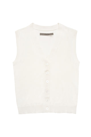Silk Knit Vest in Off White
