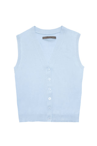 Silk Knit Vest in Sky