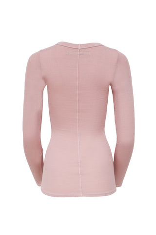 Silk Knit L/S Crew in Pink Clay
