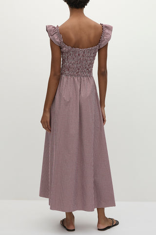 Eudora Midi Dress in Gingham Deep Red