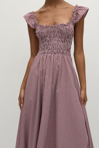 Eudora Midi Dress in Gingham Deep Red