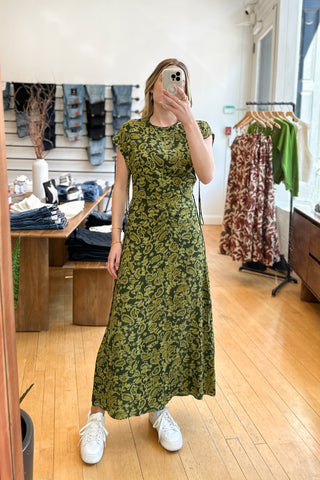 Rocella Midi Dress in Paisley Green