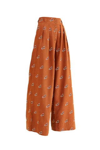 Caramel Embroidered Horses Pants