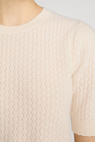 Gathered Honeycomb Sweater in Cream