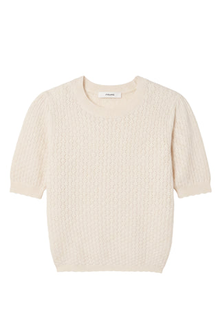 Gathered Honeycomb Sweater in Cream