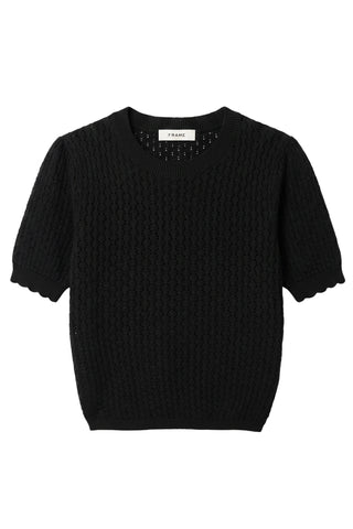 Gathered Honeycomb Sweater in Black