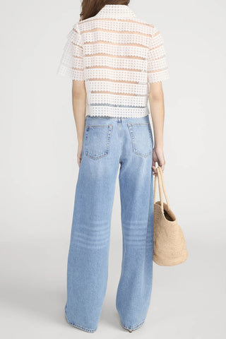 Lattice Crochet Blouse in Cream