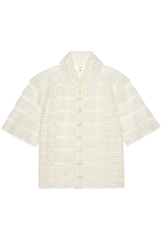 Lattice Crochet Blouse in Cream